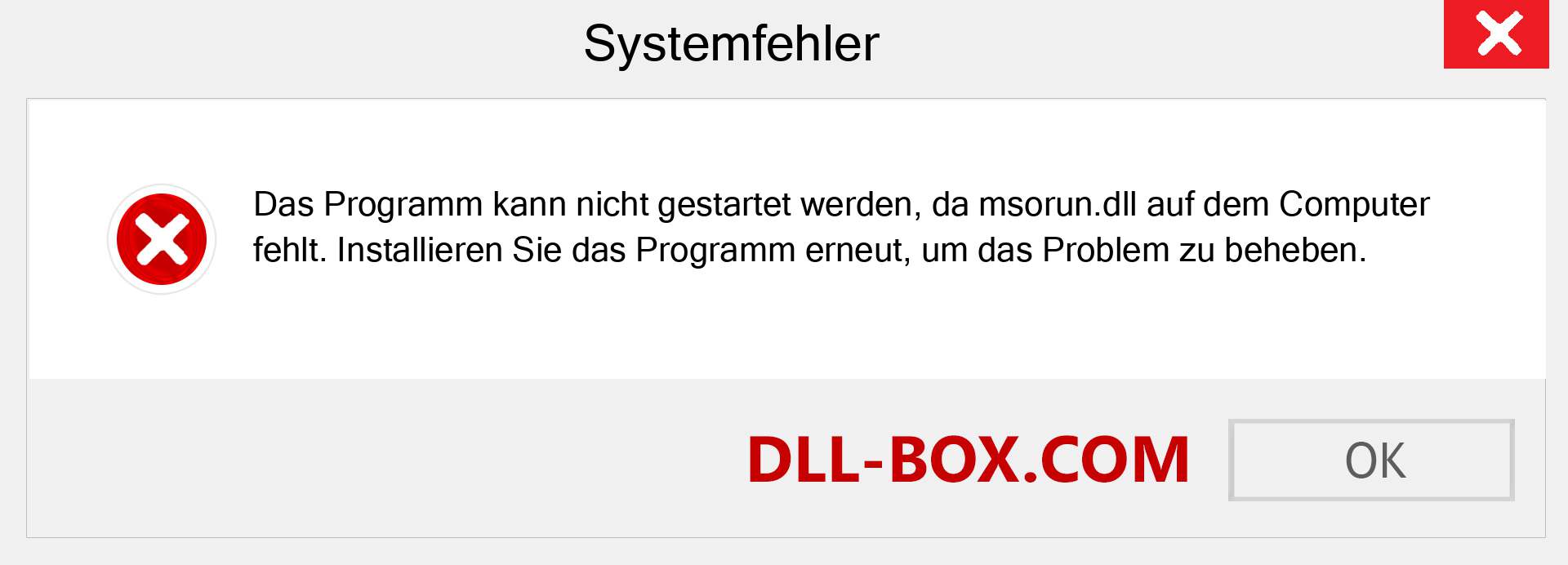 msorun.dll-Datei fehlt?. Download für Windows 7, 8, 10 - Fix msorun dll Missing Error unter Windows, Fotos, Bildern