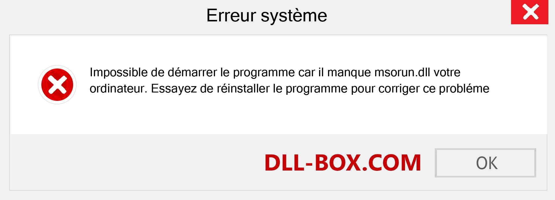 Le fichier msorun.dll est manquant ?. Télécharger pour Windows 7, 8, 10 - Correction de l'erreur manquante msorun dll sur Windows, photos, images